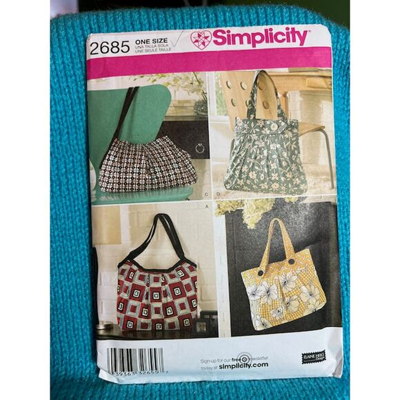 Simplicity sewing pattern 2685 tote purse bag - Picture 1 of 5